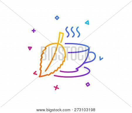Mint Tea Line Icon. Fresh Herbal Beverage Sign. Cup Of Drink Symbol. Gradient Line Button. Mint Tea 