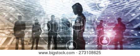 People Relation And Organization Structure. Social Media. Business And Communication Technology Conc