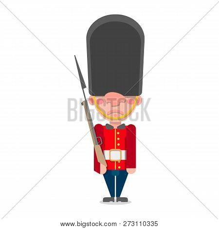 Vector Of A British Guardsman With A Gun Stands.