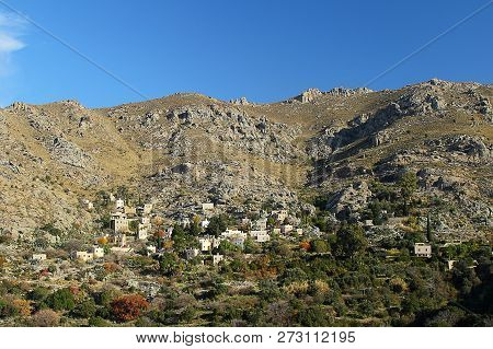 A Village On The Mountain Slope In Bodrum, Turkey