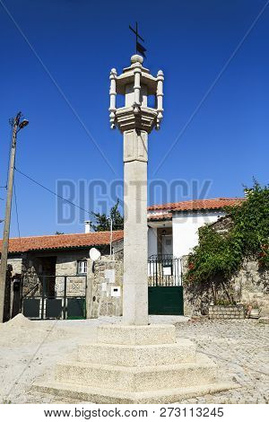 View Of The 16th Century Granite Cage Pillory, Totally Rebuilt In The 21st Century, In The Village O