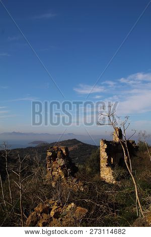 A Village On The Mountain Slope In Bodrum, Turkey