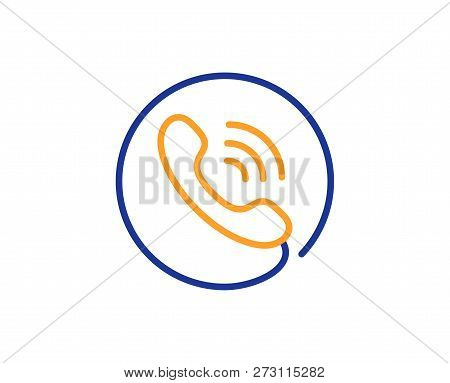 Call Center Service Line Icon. Phone Support Sign. Feedback Symbol. Colorful Outline Concept. Blue A