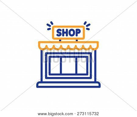 Shop Line Icon. Store Symbol. Shopping Building Sign. Colorful Outline Concept. Blue And Orange Thin