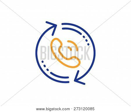 Call Center Service Line Icon. Recall Support Sign. Feedback Symbol. Colorful Outline Concept. Blue 