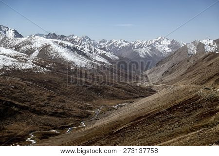 Landscape Of Snow Capped Mountain Range. A View From Babusar Pass. Khyber Pakhtunkhwa, Gilgit Baltis