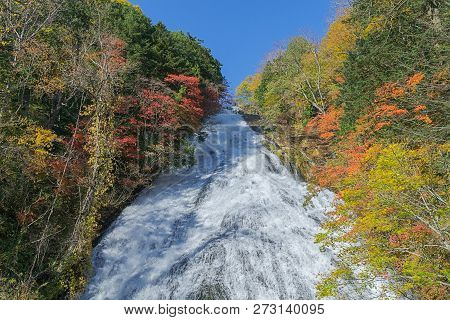 Yutaki Waterfalls In Autumn, Japan