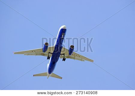 Russia, Moscow - July, 2017: Tupolev Tu-214 (on-board Number Ra-64518) Of Red Wings Airline Against 