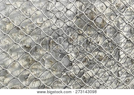 Grid Fense Wall Of Aged House Background.