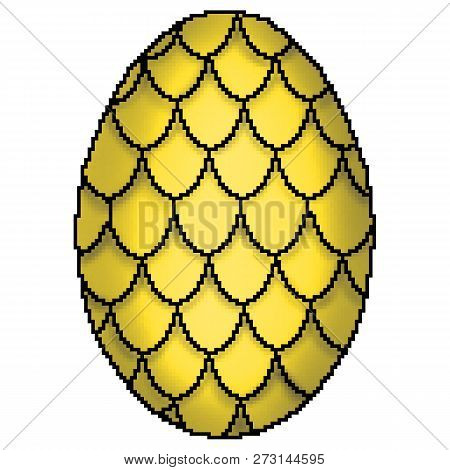 Pixel 8 Bit Drawn Colorfully Designed Scaled Dragon Egg