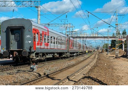 Petrozavodsk, Russia - June 23, 2018: Passenger Fast Train Awaits Passengers At The Railway Station 
