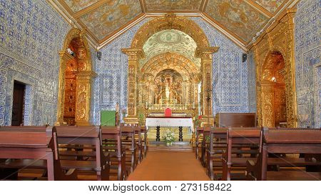 Vila Do Bispo, Portugal - November 12, 2018: The Interior Of The Church (igreja Matriz) Of Vila Do B
