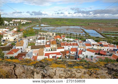 The Village Of Castro Marim Viewed From The Castle And With Sapal Natural Reserve In The Background,