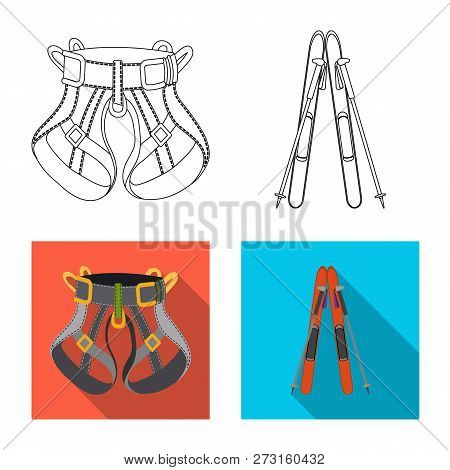 Vector Design Of Mountaineering And Peak Icon. Set Of Mountaineering And Camp Stock Symbol For Web.