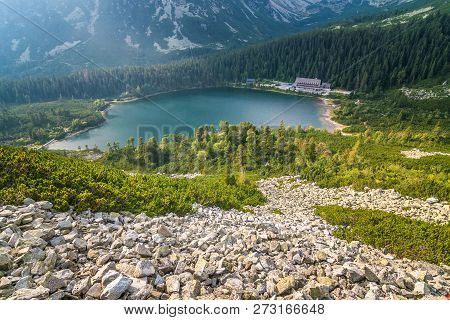 The Popradske Pleso, Mountain Lake In High Tatras National Park, Slovakia, Europe.