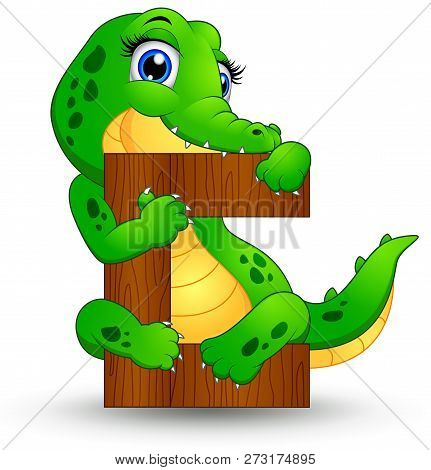 Vector Illustration Cartoon Alphabet C With Crocodile Cartoon