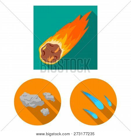 Vector Illustration Of Shooting And Fire Symbol. Set Of Shooting And Asteroid Stock Vector Illustrat