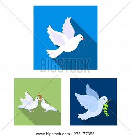 Vector Design Of Flying And Dove Icon. Collection Of Flying And Carrier Stock Symbol For Web.
