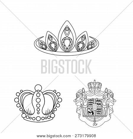 Vector Design Of Crown And Royal Symbol. Collection Of Crown And Jewelry Stock Vector Illustration.
