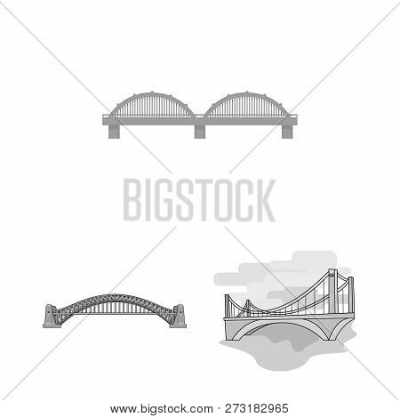 Vector Design Of Bridge And Construction Icon. Collection Of Bridge And Arch Vector Icon For Stock.