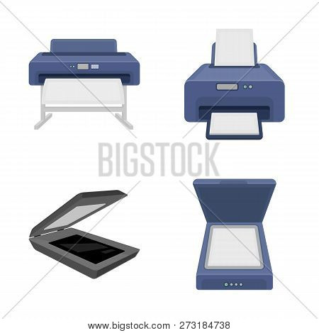 Isolated Object Of Printer And Plotter Logo. Set Of Printer And Machine Stock Vector Illustration.