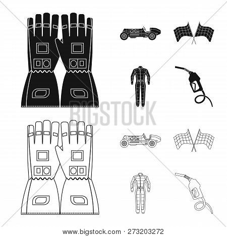 Vector Illustration Of Car And Rally Sign. Set Of Car And Race Vector Icon For Stock.
