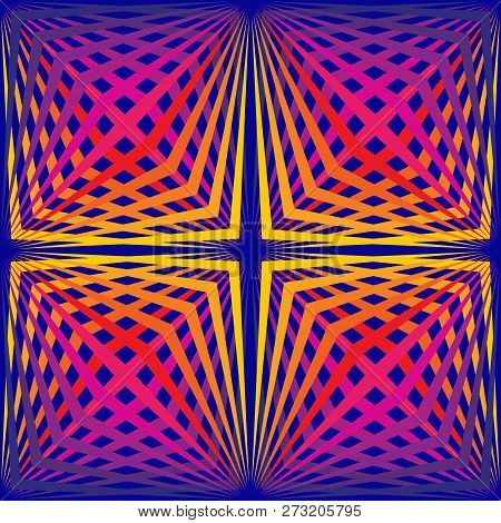 Vector Geometric Seamless Pattern With Colorful Diagonal Lines. 80-90’s Style
