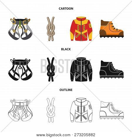 Vector Design Of Mountaineering And Peak Symbol. Set Of Mountaineering And Camp Stock Symbol For Web