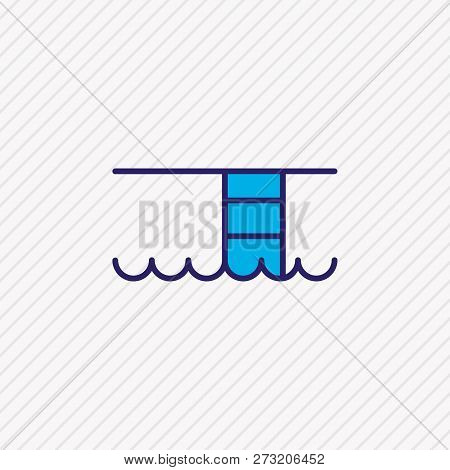 Vector Illustration Of Swimming Pool Icon Colored Line. Beautiful Travel Element Also Can Be Used As