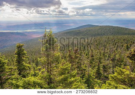Panorama Aerial View From Megantic Mount In The Eastern Townships, Quebec Province, Canada