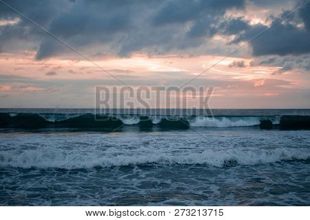 Beautiful Waves In The Clouldy Indian Ocean