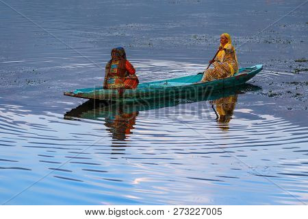 Sri Nagar, Kashmir, India - August 11 2018: Two Local Women Ridi