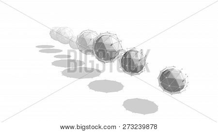 Abstract Spheres Spinning And Forming A Line