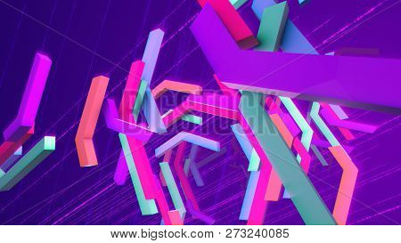 Moving Multicolored Zigzag Techno Bars