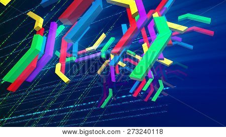 Spinning Colorful Zigzag Techno Bars