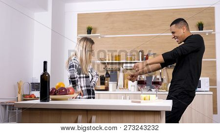 Boyfriend Having A Cute Moment With His Gilfriend While Cooking