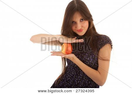 Ritratto di una bella donna giovane con mela