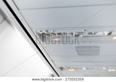 Warning Of Smoking Ban On Airplane .focus On Lights
