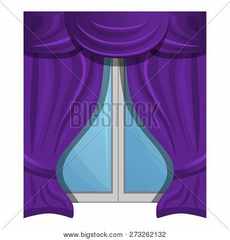 Purple Sun Blind Icon. Cartoon Of Purple Sun Blind Vector Icon For Web Design Isolated On White Back