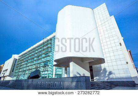 Barcelona, Spain - September 28, 20012:  The Architectures Of The Macba (contemporary Art Museum)
