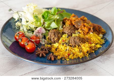 Moroccan beef kefta meatballs meatball and semolina