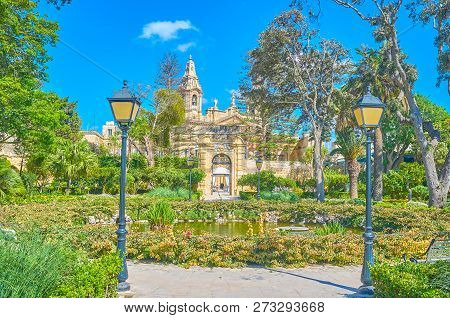 Naxxar, Malta - June 14, 2018: The Palazzo Parisio Is One Of The Most Popular Landmark Of The Town, 