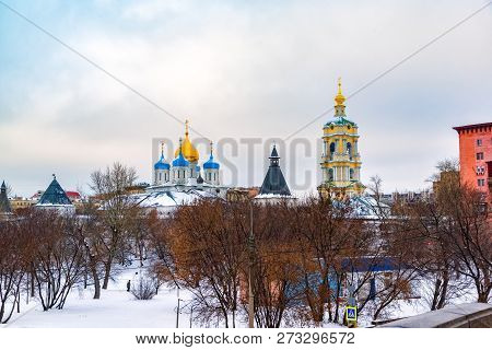 Russia, Moscow - Dec 2018: Novospassky Monastery New Monastery Of The Saviour, Is One Of The Fortifi