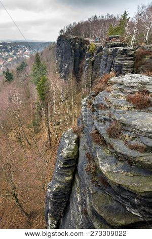 Tisa Rocks Or Tisa Walls In Western Bohemian Switzerland, Part Of The Elbe Sandstone Rocks, Czech Re
