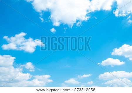 Beautiful Blue Sky Clouds For Background. Cloudy.