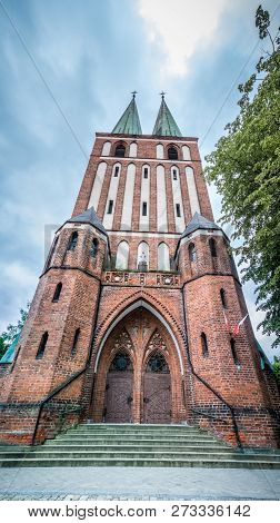 Facade Of Garrison Church Of Our Lady Queen Of Polish In Olsztyn, Poland