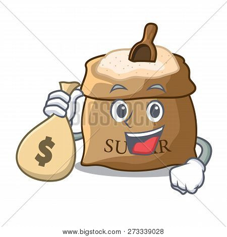 With Money Bag Sugar With Scoop Cartoon In Sack