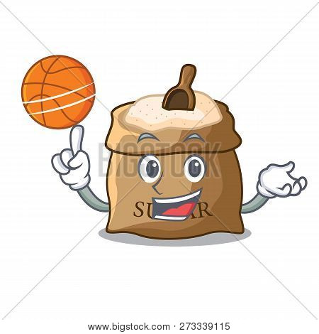 With Basketball Sugar With Scoop Cartoon In Sack