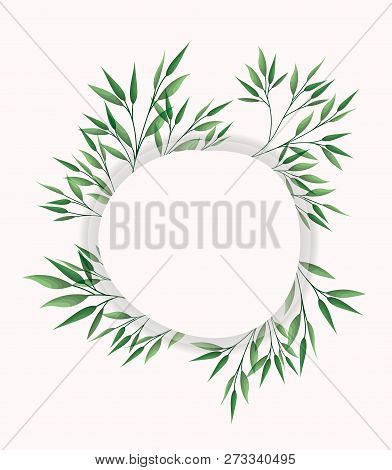 Circular Frame With Laurel Leafs Vector Illustration Design