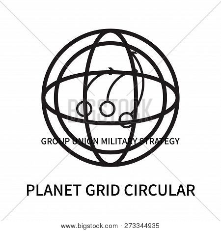 Planet Grid Circular Icon Isolated On White Background. Planet Grid Circular Icon Simple Sign. Plane